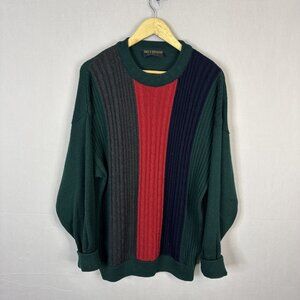 Vintage Kellerman Made in Ireland Wool Blend Colorblock Knit Sweater Size L
